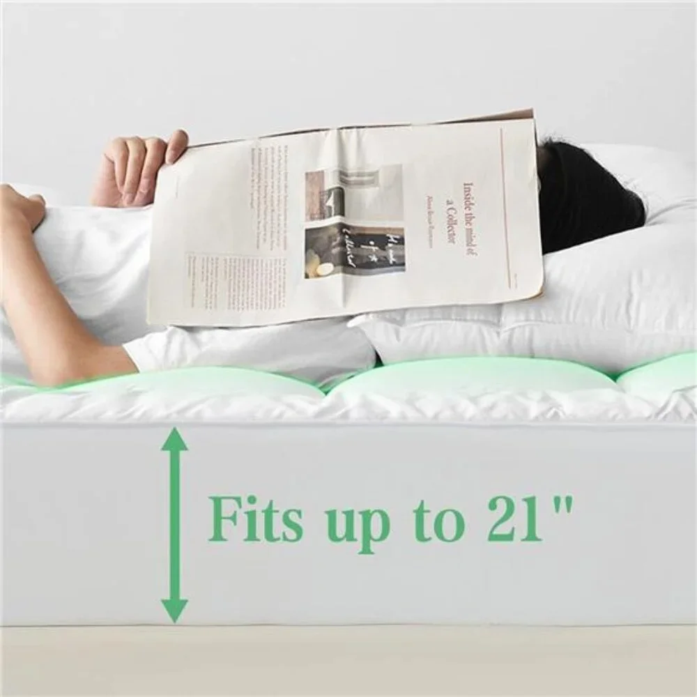 Queen Size Mattress Pad Cooling Rayon from Bamboo, Quilted Fitted Protector